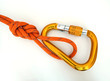 Climbing equipment - detail carabine and knot