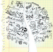 Paper with tree and school symbols Paper with tree and school symbols