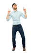 Man pointing up