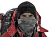 stern view of a man who has shut down half of the face