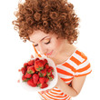 Fun woman with strawberry on the white background Fun woman with strawberry on the white background