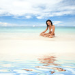 Happy young woman rest on the beach