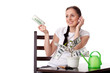Young woman with money tree.