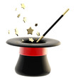 Magician's hat with a magic wand inside