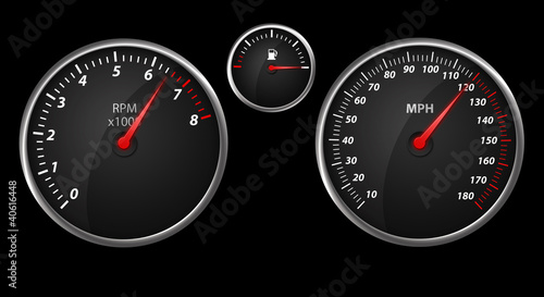 Illustration: Modern auto speed meter on black,included clipping path Modern auto speed meter on black,included clipping path