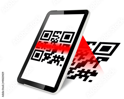 Illustration: Tablet mit QR-Code Tablet mit QR-Code
