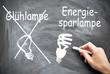 Energiesparlampe Glühlampe durchgestrichen