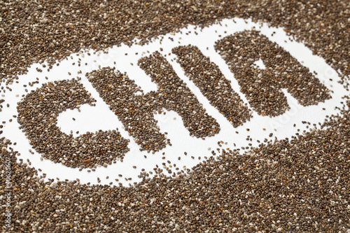 Photo: chia seeds word and background chia seeds word and background