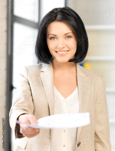 Photo: happy woman with documents happy woman with documents