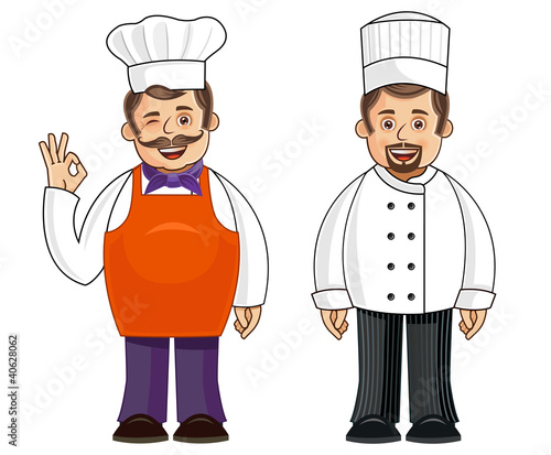 Vector: A chef in 2 different outfits A chef in 2 different outfits