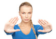 woman making stop gesture