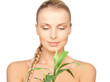 woman with green sprout
