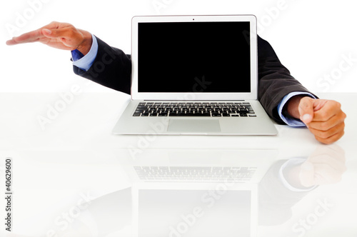 Photo: Business laptop with hands Business laptop with hands