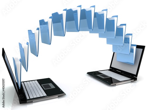 Illustration: 3D file sharing concept 3D file sharing concept