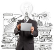 Lamp Head Businessman With Touch Pad