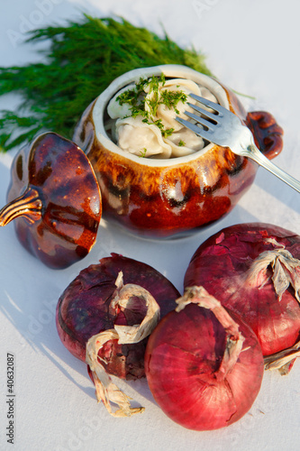 Photo: Pelmeni in a pot Pelmeni in a pot