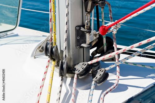 Photo: Sailing boat mast foot with details Sailing boat mast foot with details