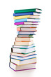 Pile of books on white background