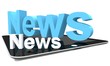 Tablet & News on clear white background