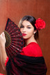 Flamenco dancer woman gipsy red rose spanish fan Flamenco dancer woman gipsy red rose spanish fan