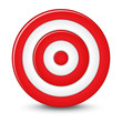 Red darts target aim on white background.