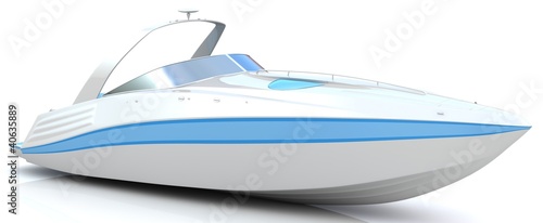 Illustration: 3d white speedboat isolated on a white background 3d white speedboat isolated on a white background