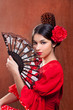 Gipsy flamenco dancer Spain girl with red rose Gipsy flamenco dancer Spain girl with red rose
