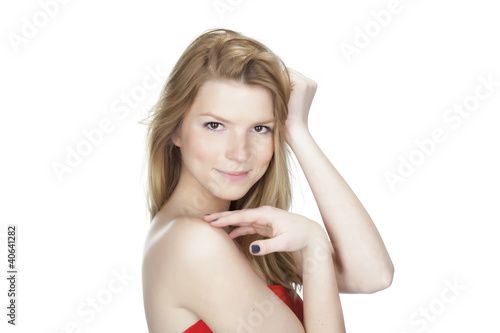 Foto: portrait einer jungen schönen blonden Frau freigestellt portrait einer jungen schönen blonden Frau freigestellt