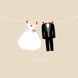Hanging Wedding Couple "Mr. & Mrs." Beige