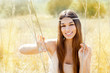 Asian indian woman portrait in golden autumn field Asian indian woman portrait in golden autumn field