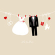 Hanging Wedding Couple & Symbols "Mr. & Mrs." Beige
