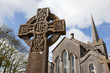 Celtic Stone cross and church Celtic Stone cross and church