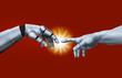 Michelangelo: Creation of Adam. Robot Hand.