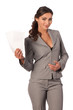 Young cute business woman with coupons in her hand