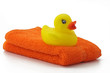 badeente auf badetuch