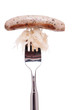 Nürnberger Bratwurst mit Sauerkraut und Gabel