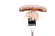 canvas print picture - Bratwurst mit Sauerkraut und Gabel