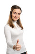Young beautiful woman thumbs up
