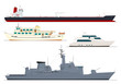 Vektor: four isolated ships four isolated ships