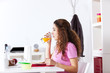 Woman at her breakfast