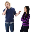 Photo: young man on cell phone rudely puts off girlfriend young man on cell phone rudely puts off girlfriend
