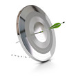one green arrow pierce a metal target over white one green arrow pierce a metal target over white