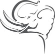 Gray elephant with big tusks on tribal tattoo Gray elephant with big tusks on tribal tattoo