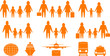 set of family people and travel objects