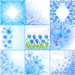 Set of blue floral backgrounds Set of blue floral backgrounds