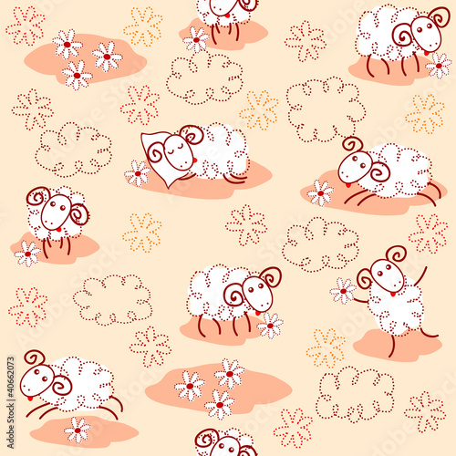 Vector: Seamless pattern with cute sheeps Seamless pattern with cute sheeps