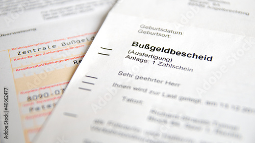 Photo: Bußgeldbescheid Bußgeldbescheid