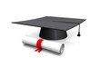 Graduation cap diploma isolated on a white background