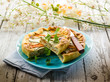 vegetables cake over dish on wood background vegetables cake over dish on wood background