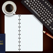 office desk with coffee keyboard and notepad office desk with coffee keyboard and notepad